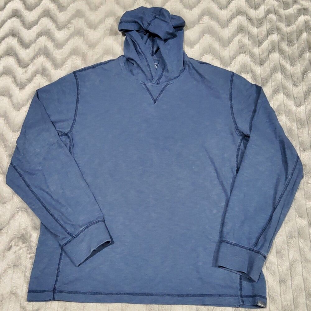 Eddie Bauer Mens Size L Blue Outdoor Hooded Cotton Long Sleeve Shirt